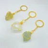 Irrégulier coloré cristal naturel pierre à la main plaqué or porte-clés porte-clés pour femmes hommes mode décor bijoux