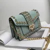 2021 Luxury Diamond-Studded Ladies One-Shoulder Messenger Bag Korean Fashion High Quality Chain Strap Small Square Girl Cross Body