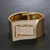 MHS.SUN 1PC / partij Overdreven Luxe Rhinestone Bangle Sieraden Europese Mode Goud Kleur Vrouwen Big Punk Bangle Armband Sieraden Q0717