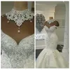 Luxe Dubaï Arabe Sirène Robes De Mariée Perles Cristaux Cour Train Plus La Taille Robes De Mariée Sur Mesure Robe De Mariage
