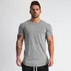 Muscleguys New Plain Clothing fitness t shirt men O-neck t-shirt cotton bodybuilding tee shirts slim fit tops gyms tshirt Homme 210315