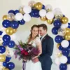 120Pc blue gold white DIY Garland Kit Balloon Arch Supplies Decorations for Bridal & Baby Shower Birthday Wedding Party