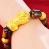 Link, Chain Hi Yellow Stone Beads Unisex Temperature Transform PI Xiu Bracciale 24k Gold Hand Party Friend Regalo di compleanno Gioielleria raffinata