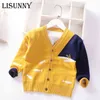 Baby Boys Sweater Cardigan Coat Autumn Winter Children's Sweaters Kids Knit Clothes Cartoon Whale V-Neck Toddler Sweaters 211106