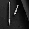 HongDian Metal Stainless Steel Fountain Pen Fine Nib 0.4mm Bright Silver Excellent Writing Gift Ink Pen for Business Office Home Y200709