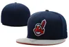 2023 Men039s Indians Hat Classic Blue Top Orange Flat Visor on field All Team Sport Baseball Fitted Hats Fan039s Hip Hop Ful7615654