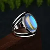 Bague exagérée en pierre de lune Vintage pour femmes bijoux de couleur argent 2021 taille 6 7 8 9 10