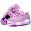 Heelies LED Light Sneakers with Double TWO Wheel Boy Girl Roller Skate Casual Shoe Boy Lover Girl Zapatillas Zapatos Con Ruedas Y23079721