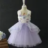 wholesale Halloween toddler girls unicorn dress party gown children birthday rainbow colors cosplay clothes for kids 210529