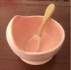 Silicone Baby Complementaire Bowl Baby Servies Shatter Resistant Bowls Lepels Sets Food-Grade Silicagel Gerechten Daj35