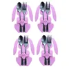 4 pièces/ensemble sac à couverts lapin de pâques fête de printemps oeufs de lapin en forme de cuillère porte-fourchette décoration de Table de dîner