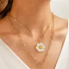 Collier bohémien avec pendentif marguerite pour femmes, ras du cou, chaîne à breloques multicouches en or, bijoux à la mode, cadeau, nouvelle collection 2021