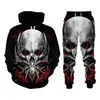 Erkek Hoodie ve 3D Punk İskelet Desen, İki Parçalı Takım Elbise, Sonbahar Ve Kış Rahat Giyim, Gotik Tarzı, Moda G1217