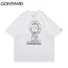 T-shirts de grandes dimensões Hip Hop Anffested dos desenhos animados impressão de manga curta camiseta Streetwear Harajuku Mens Casual Algodão Tops 210602