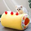 Fruit Tart Dog Cat Bed Cotton Cake Shaped Pet Bed For Cats Funny Cute Kitten Washable Sleep Cave Nest Winter Warm Cozy Cushion 210722