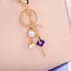 Love Lock Key Chains Ring Holder Opal Four Leaf Clover Flower Car Keyrings Women Mens Jewelry Bag Pendants Charms Fashion Couples Rhinestone