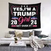 Trump 2024 Banner Bayrakları 70 * 100 cm ABD'sinde Cumhurbaşkanlığı Kampanyası Goblen Kapalı Oturma Odası Kullanarak Goblen