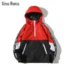 Una Reta Hooded Jackets Men Patchwork Color Block Pullover Jacket Fashion Tracksuit Coat Men Hip Hop Streetwear