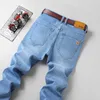Jesień Zima Męskie Jasnoniebieskie Jeans Business Dżinsy Plus Rozmiar 42 44 Stretch Denim Prosto Nogi Spodnie męskie Spodnie marki 210723
