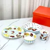 Luxury designer Dinnerware Include dish plate bowl and cup cartoon children's sets with high quality material 4 pieces for set and gift box festival gifts new arrive