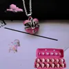 Y2K Pink Purple Copper Heart Shape Lock Open Box Pendant Necklace For Women Party Fashion Jewelry Long Chain G1206