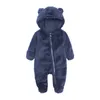 KT Australia Dziewczynek Romper Kombinezony footons Ins Solid Color Winter Cat Uszy Boutique Dzieci Wspinaczka Ubrania