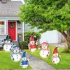 6PC signes de cour de bonhomme de neige de Noël avec des piquets pour le décor extérieur de pelouse de maison de ferme de jardin