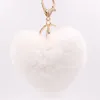 27 Stijlen Faux konijnenbont pompoms sleutelen sieraden vrouwen pluizige hartvorm sleutelhische handtas charme hanger mode -accessoires