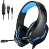 3,5 mm trådbundna headset RGB Luminous PC-hörlurar Stereo Bass Gaming-hörlurar med mikrofon 4 färger för dator J10