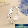 Flyleaf Simple Hollow Leaves Opening Ring 925 Sterling Silver Jewelry Fashion Wedding Rings For Women Bague Femme