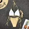 Women Swimwear Women's Bikinis Swimsuits Sexy Breathable Letter Printing Lightweight Contrast Color 2 Piece Set Summer Beach siz SML