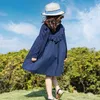 Grandes filles robe 2021 printemps enfants vêtements à manches longues coton robe à volants adolescents enfants bleu patchwork robe froncée âge 4-14 Q0716