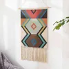 Tapestry Bohemian Cotton Linen Tapestry with Tassel Handmade Nodic Style Home Decor Geometric Wall Door Decor Hanging Tapestry 211204
