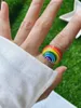 10st ankomst mode regnbåge emalj kvinnors fingerring färgglada sommar dagliga slitage 2021 kvinnor
