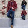 남자 트렌치 코트 재킷 오토바이 옷깃 슬리브 슬리브 슬리브 사이드 지퍼 가죽 패션 수컷 단색 방수 캐주얼 의류