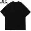 Erkekler Hip Hop Streetwear Boy T Gömlek Hayalet Baskı Yıkanmış T-Shirt Harajuku Pamuk Yaz Kısa Kollu Tshirt Tops Tees 210707