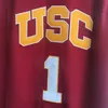 NCAA Basketball USC Trojans College 24 Brian Scalabrine Jersey Man 1 Nick Young Demar DeRozan 10 University Red Team Color Embroidery Shirt Dreating Sport Sale