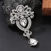 Pimleri, Broşlar kadın Rhinestones Kristal Taç Büyük Çiçek Gelin Broş Pin Düğün Moda Takı Dekorasyon Hediye