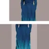 女性のドレスセクシーなボヘミアングラデーションカラー長袖Vネック女性夏のビーチガウンカジュアルレディースドレス210603