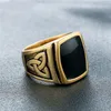 Antecedless Antique Irlanda Irlandesa Celt Celtic Nó anel Religido de prata de ouro Moda de moda masculina de moda gótica Viking jóias com esmalte de balck