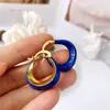 Royal Blue Enamel Drop Street Fashion Metallic Style Simple Green Earrings Red Color Luxury Brand Earring Jewelry