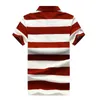 Cotton Men Polo Shirt Short Sleeve Breathable Soft Colorfast Male Anti-pilling Red Quality Fashion Stripe Man Polo-shirt