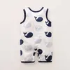 到着夏と春の赤ちゃん素敵なクジラノースリーブデザインジャンプスーツワンピース服在庫210528