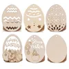 NEWWood Pâques Oeuf Poussin Pendentif 10 pcs DIY Artisanat Décoration De Pâques Creative En Bois Artware Festival Party Favors Fournitures Ornement EWE6654