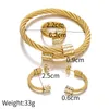 Charm Pulseiras 3 Pçs / Set Luxo 316L Aço Inoxidável Pulseira Bangles Anel Brinco Conjuntos Abertura C Emplicada Cuff para Homens Mulheres Hip Hop