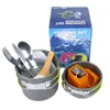 Conjunto de Cookware Conjunto de Camping Ao Ar Livre Caminhada Backpacking Picnic Cookware Cooking Ferramenta Conjunto Panela Panela + Piezo Ignition Canister Fogão Viagem Cookware