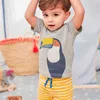 Bear Leader Baby Kläder Ställer Barnkläder Sommarpojkar Kläder Mönster Kläder + Striped Pants 2ps För Baby Boys 210708