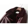 Locomotiva in pelliccia retrò con cintura da equitazione Giacca invernale da donna a maniche lunghe con risvolto imbottito caldo nero con zip chic cappotto femminile Top 210928