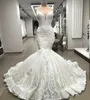High End Unique Lace Mermaid Wedding Dresses Appliques Arabic Dubai Beaded Bridal Gowns Custom Made Robe De Mariee 2022 Vestido De9367039