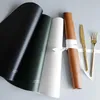 2-4set Leather Placemat Tableware Pad Oil Water Resistant Non-Slip Simple Placemats Disc Coaster Dining Table Mat Kitchen Set 210817